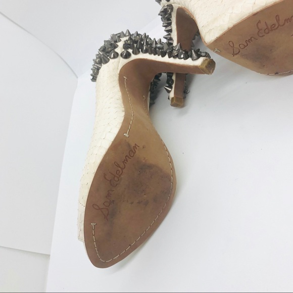 Sam Edelman Lorissa Snakeskin Peep Toe Heels - Picture 14 of 16